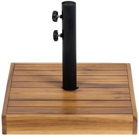 Square Patio Umbrella Base, 42 lbs Concrete Heavy Duty Umbrella Base with Holder for 1.25"/1.5" Poles for Outdoor, Lawn, Poolside, Teak
