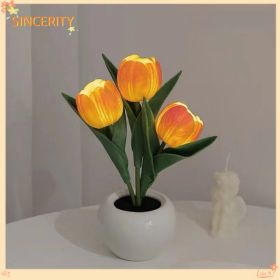 Tulip Lamp - LED Replica Tulip Table Lamp With Flower Vase For Desktop Decoration,Suitable For Home,living Room,desktop Decoration,holiday Gifts, (Option: White)